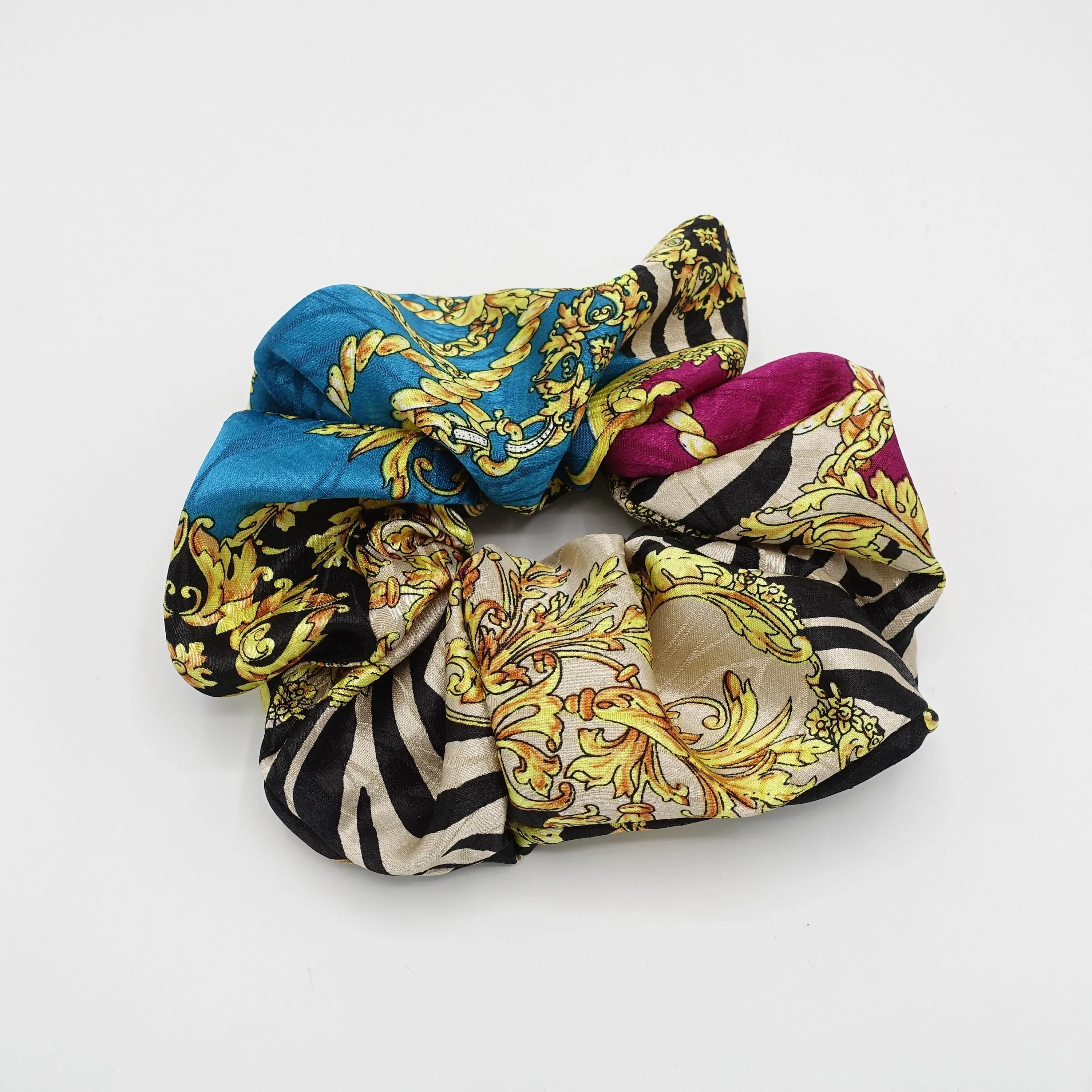 stylish oversized scrunchies multi pattern print hair scrunchie for women
