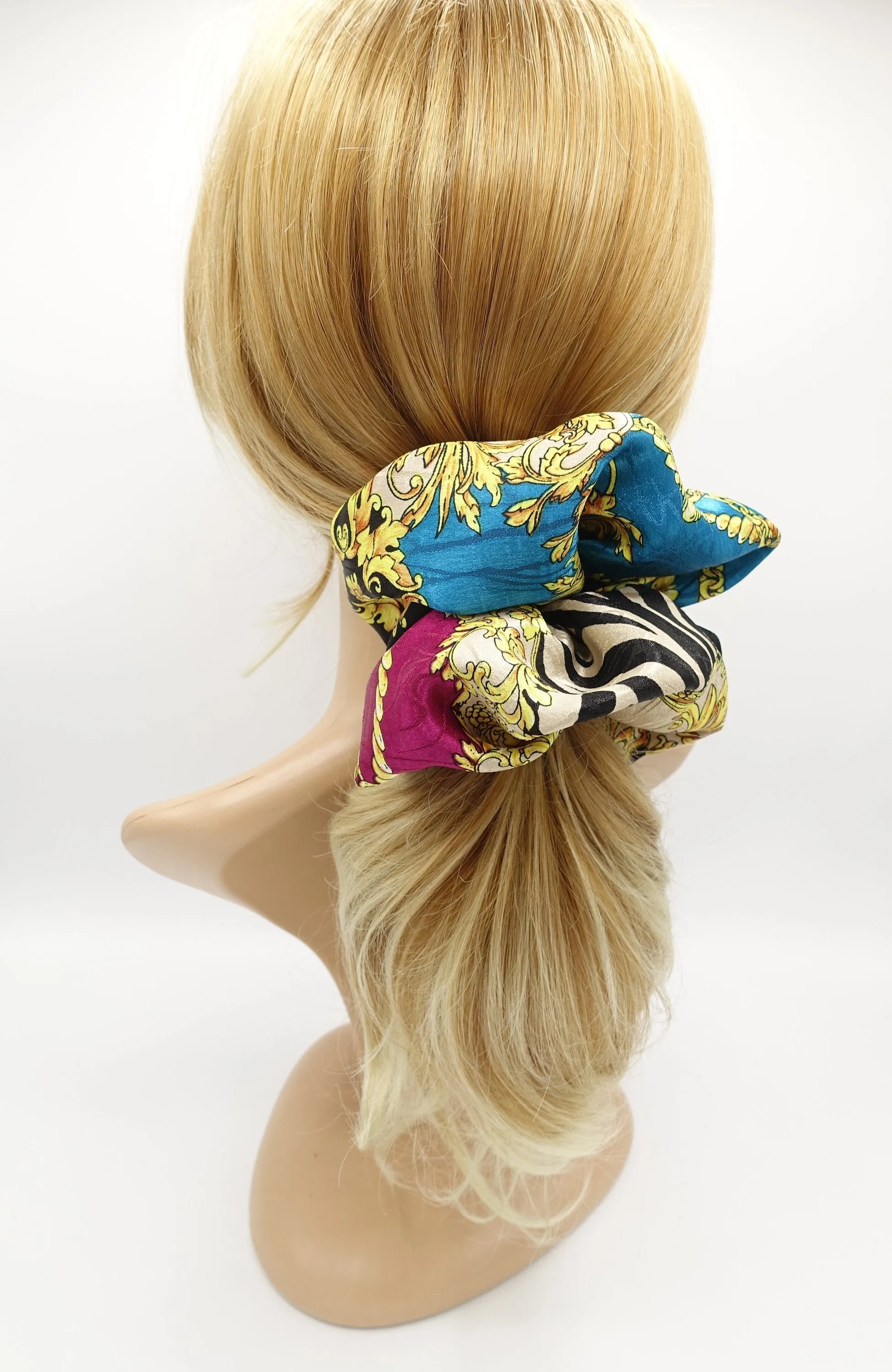 stylish oversized scrunchies multi pattern print hair scrunchie for women