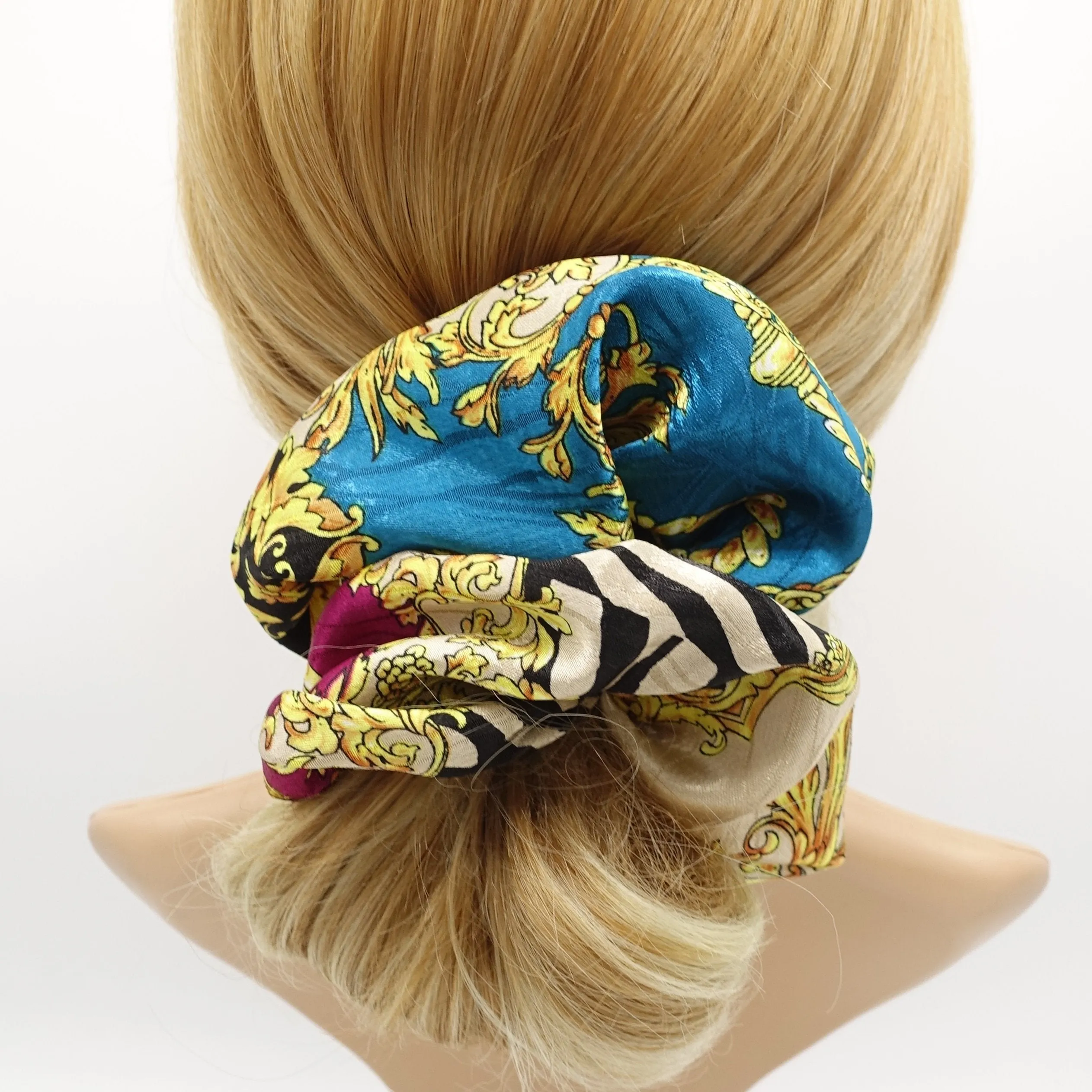 stylish oversized scrunchies multi pattern print hair scrunchie for women