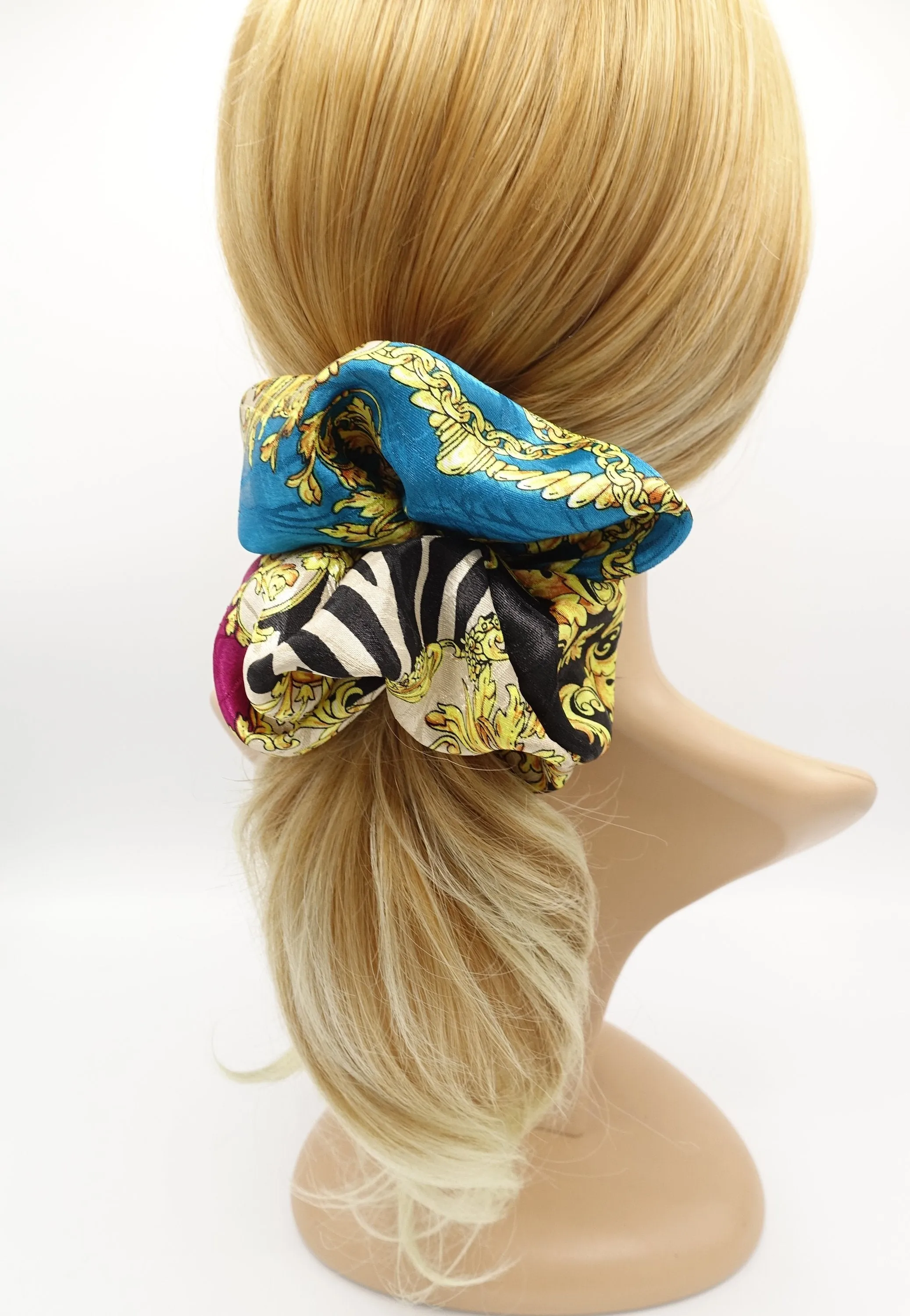 stylish oversized scrunchies multi pattern print hair scrunchie for women