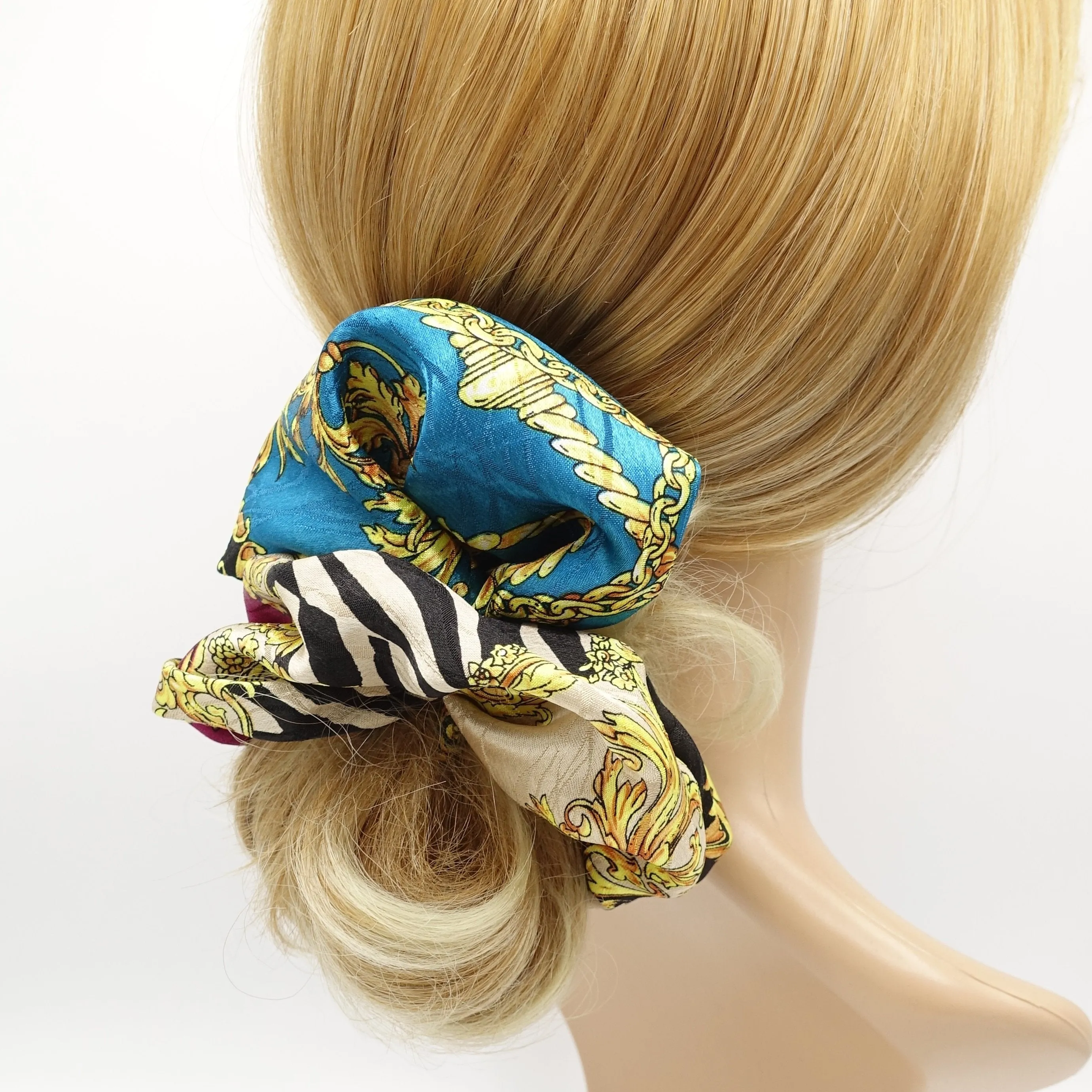 stylish oversized scrunchies multi pattern print hair scrunchie for women