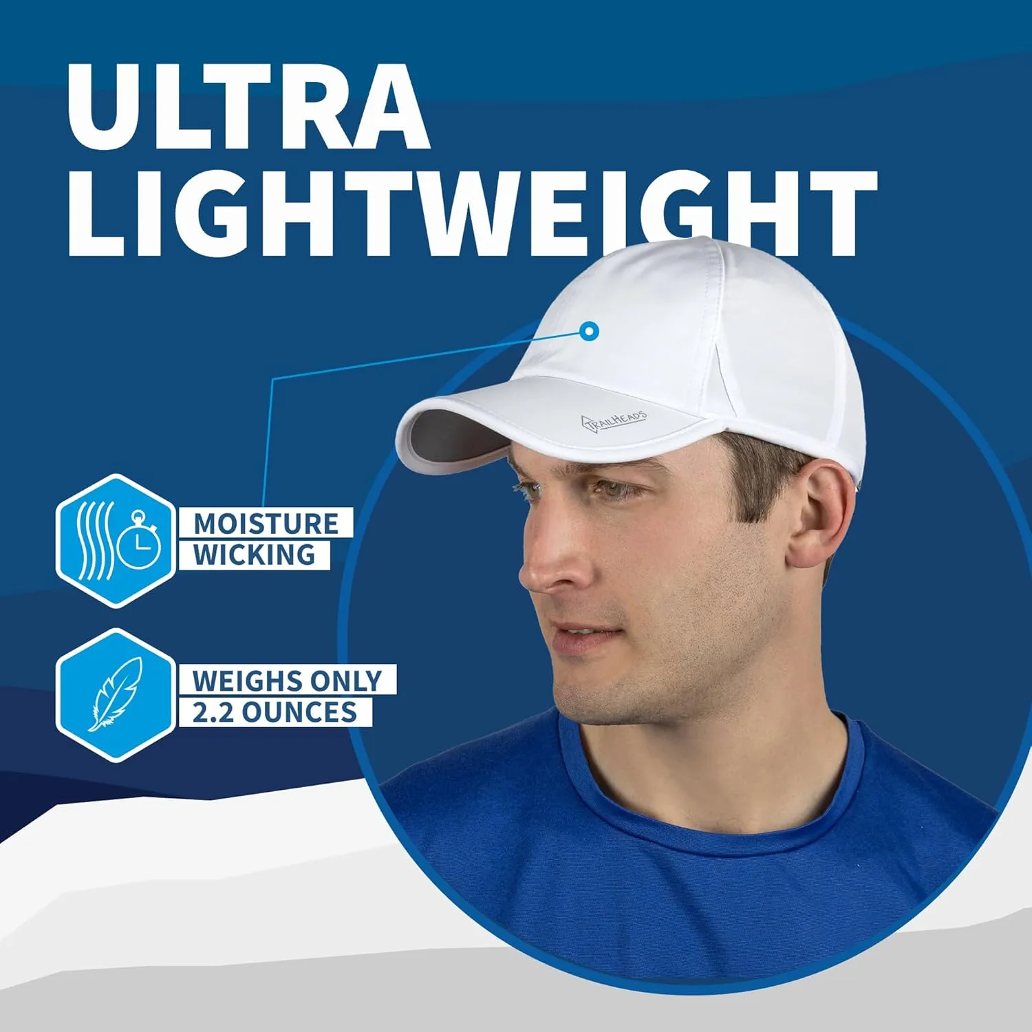 TrailHeads Mens Running Hat with UV Protection | Quick Dry Sports Hats for Men | UPF 50 Hats | Summer Hats for Men