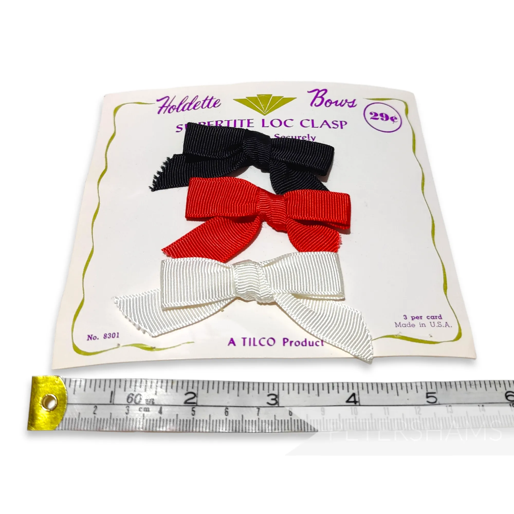 Vintage 1960s/70s 'Holdette' Grosgrain Bows - Set of 3