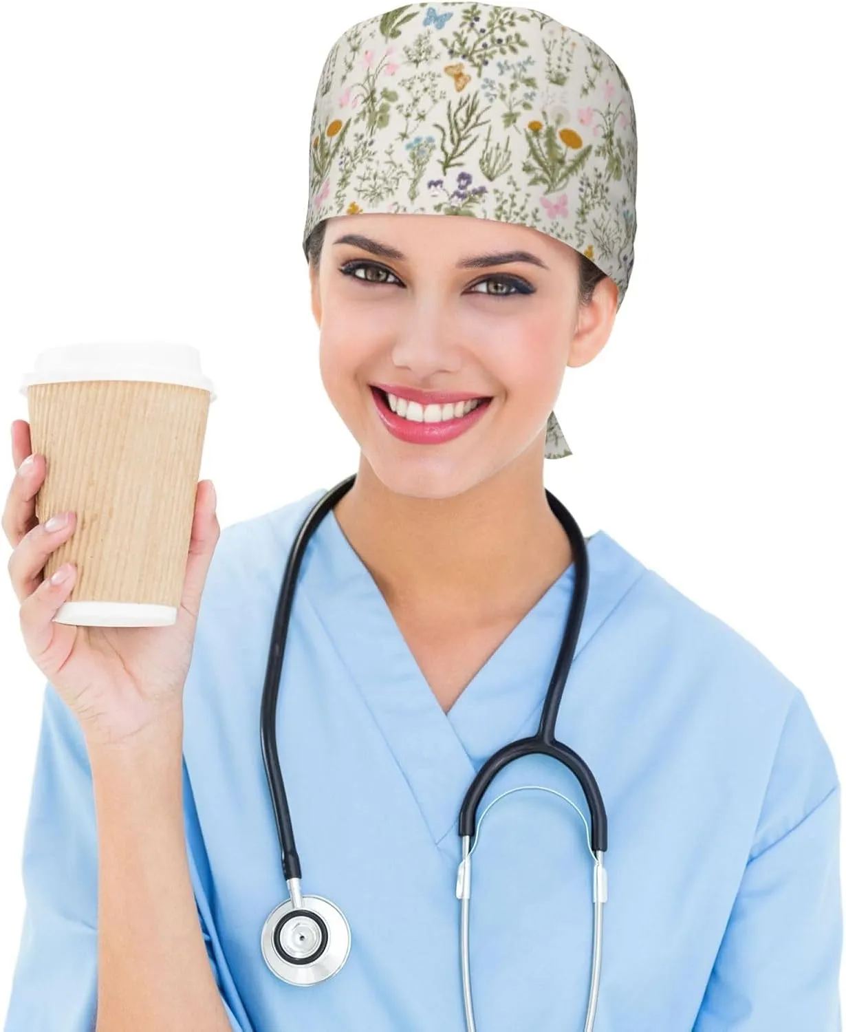 WILL BUDXEG Working Cap with Sweatband for Women Men, Adjustable Cleaning Working Hats, Nurse Surgical Caps(Tie Back)