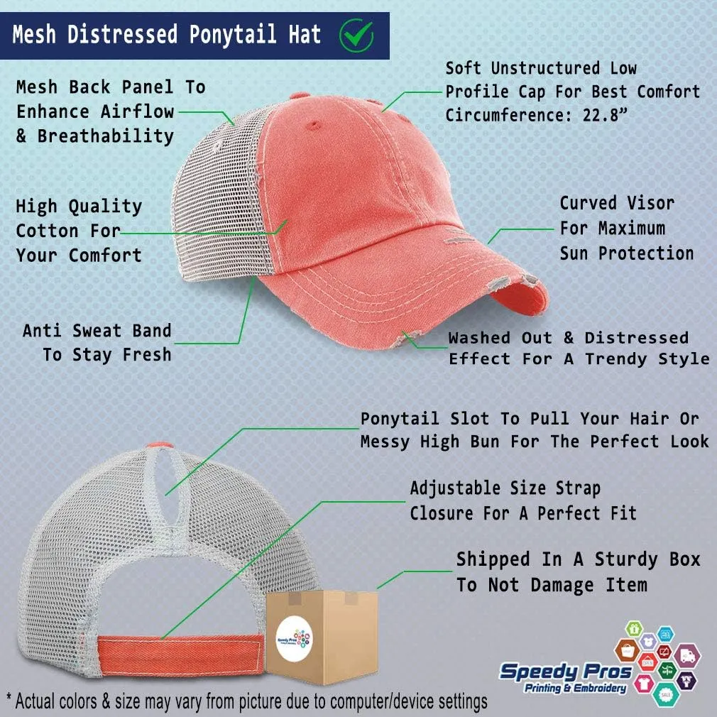 Womens Ponytail Cap Custom Personalized Text & Name Distressed Moms Trucker Hats
