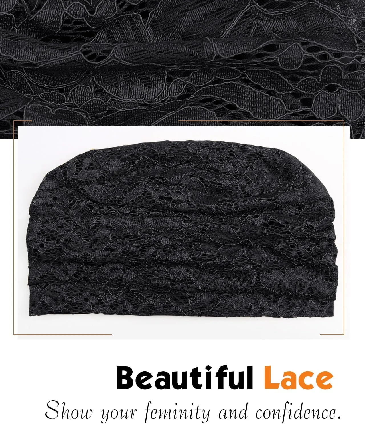 Womens Viscose Beanie Lace Turban Soft Sleep Cap Chemo Hats
