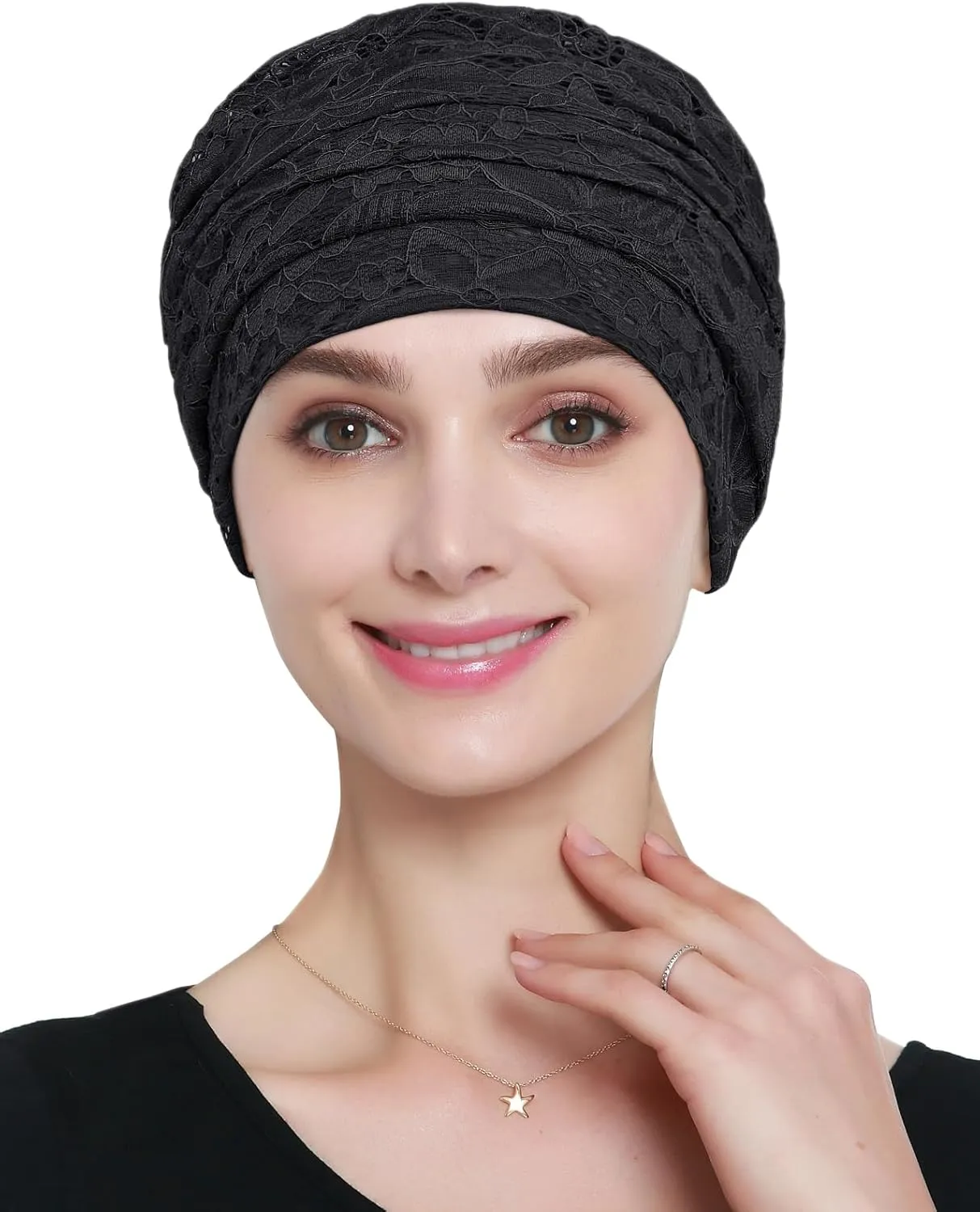 Womens Viscose Beanie Lace Turban Soft Sleep Cap Chemo Hats