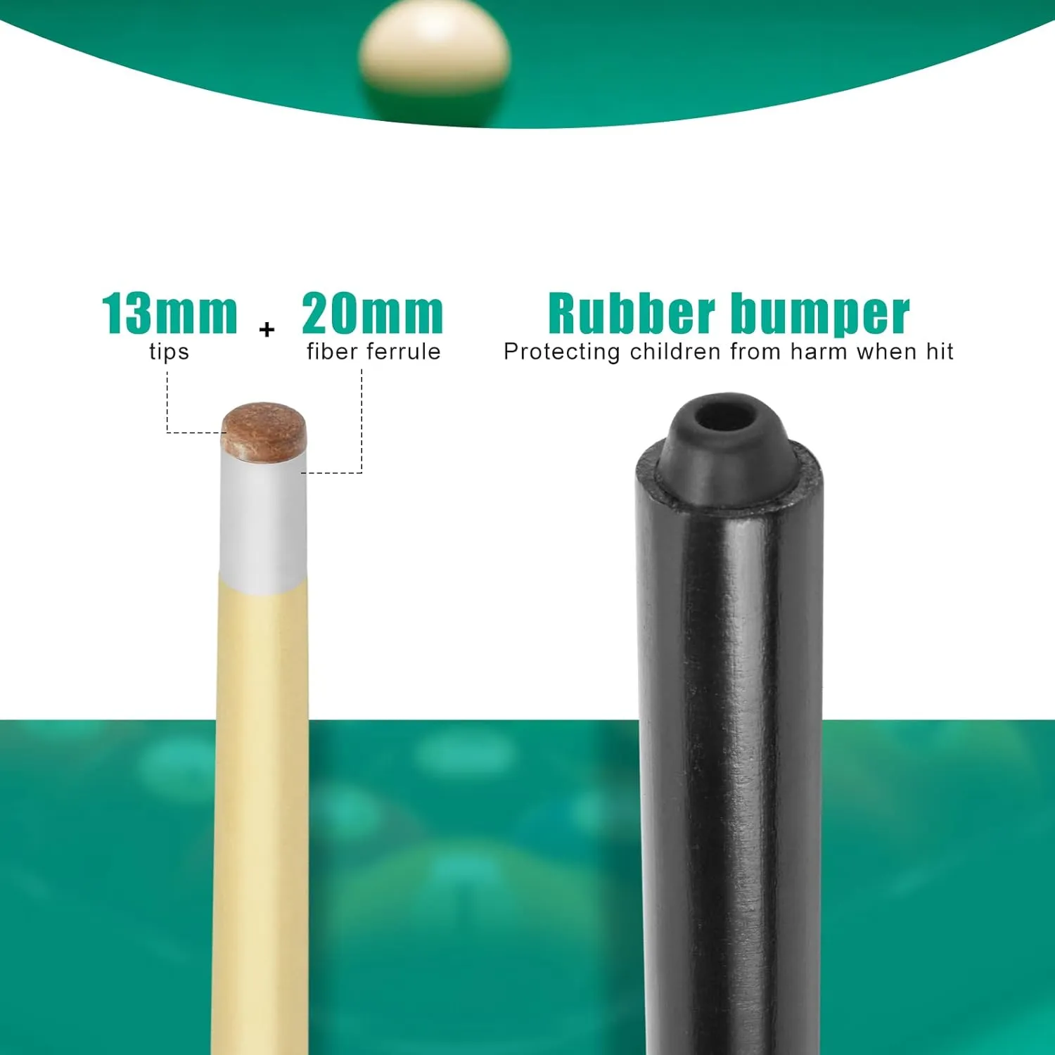 Wooden Billiard House Cue Sticks Shorty Cues Pool Cues for Kids Hardwood Billiard Cue Sticks 13mm Glue-on Tips,Set of 2