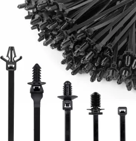 Xislet 160Pcs Universal Push Mount Cable Zip Tie Compatible with Cars Boat Trailer Polaris UTV Side By Side Jeep Wrangler Nylon Self Locking Cable Strap for Engine Bay Wire Harness Restraint Ties